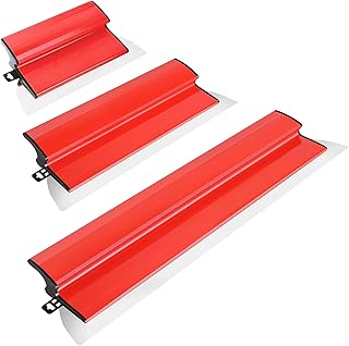 Ensemble Spatules Enduit Acier Inoxydable de 0,5 mm, 80 cm / 40 cm / 25 cm, Lisseuse Enduit Outil de Spatule Avec Manche Ergonomique en Z pour La Décoration Murale et la Construction, Robuste