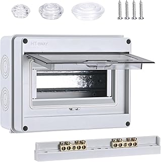 Boîtier de distribution en saillie, boîtier de protection étanche IP65, idéal pour le jardin ou les espaces extérieurs, conforme aux normes des pièces humides (8 modules)