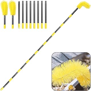 Outils de Nettoyage de gouttière du Sol, Brosse de Nettoyage de gouttière de 3 m avec Manche télescopique, Outil de toiture Longue portée pour enlever Les Feuilles et Les débris