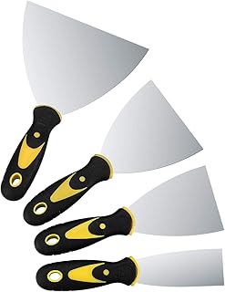 Lot de 4 spatules, spatules de surface, spatule de peinture en acier inoxydable avec poignée en plastique, grattoir, couteau à palettes (3,8 cm, 7,6 cm, 10 cm, 15,24 cm)