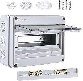 Boîtier de distribution en saillie, boîtier de protection étanche IP65, idéal pour le jardin ou les espaces extérieurs, conforme aux normes des pièces humides (12 modules)