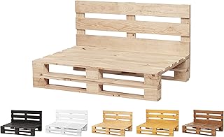 Canapé en palettes poncées et brossées – intérieur/extérieur - pour patio - 100 x 60 cm, finition écru